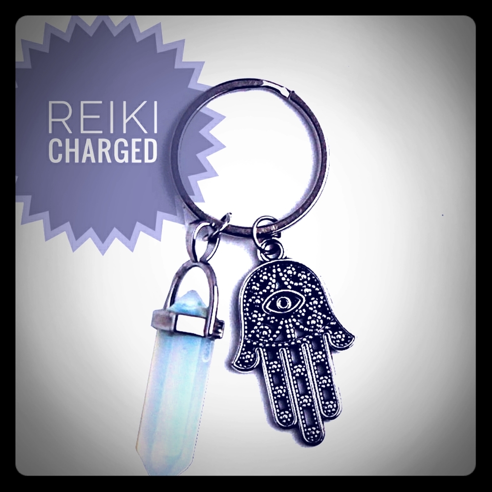 Hamsa Hand for Protection & Opal Crystal